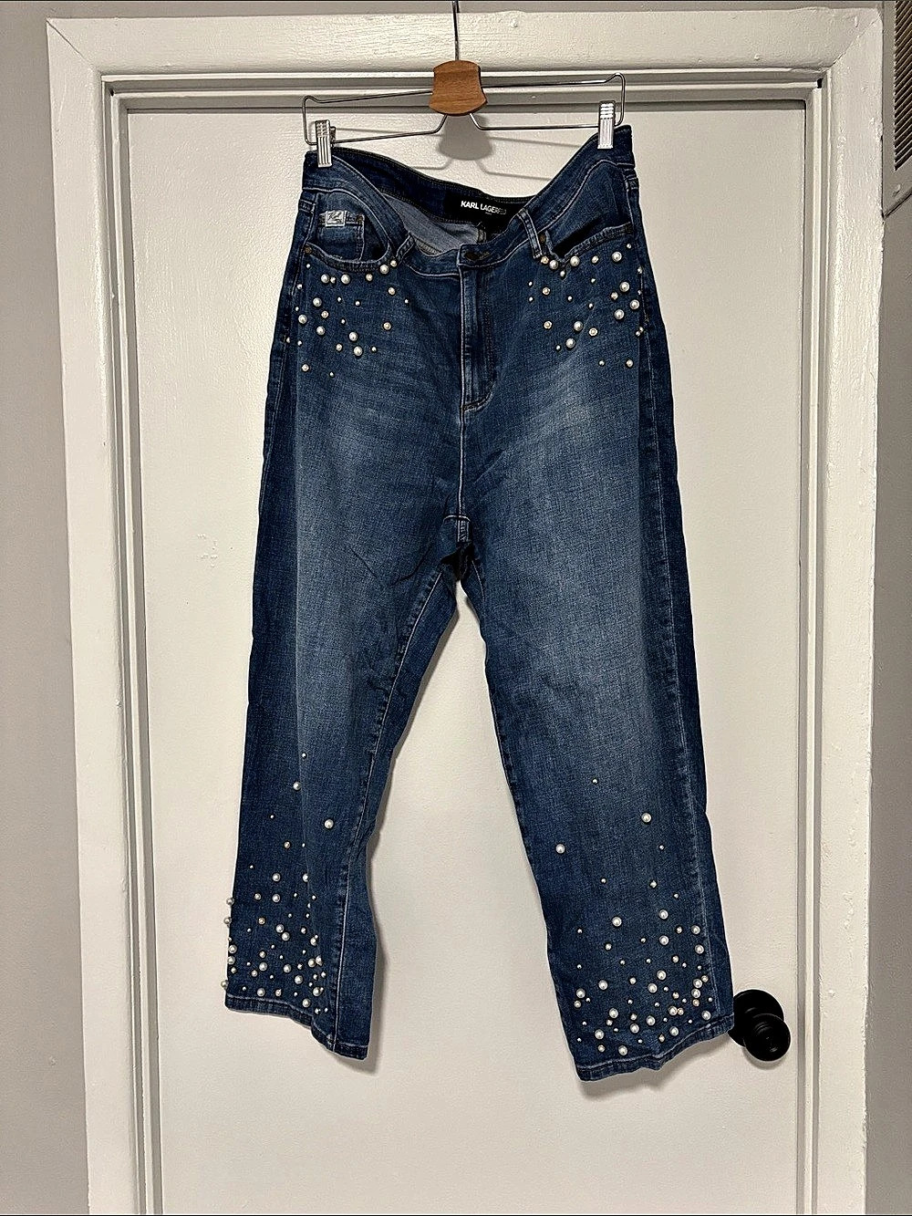 Karl Lagerfeld Embellished Bootcut Jeans